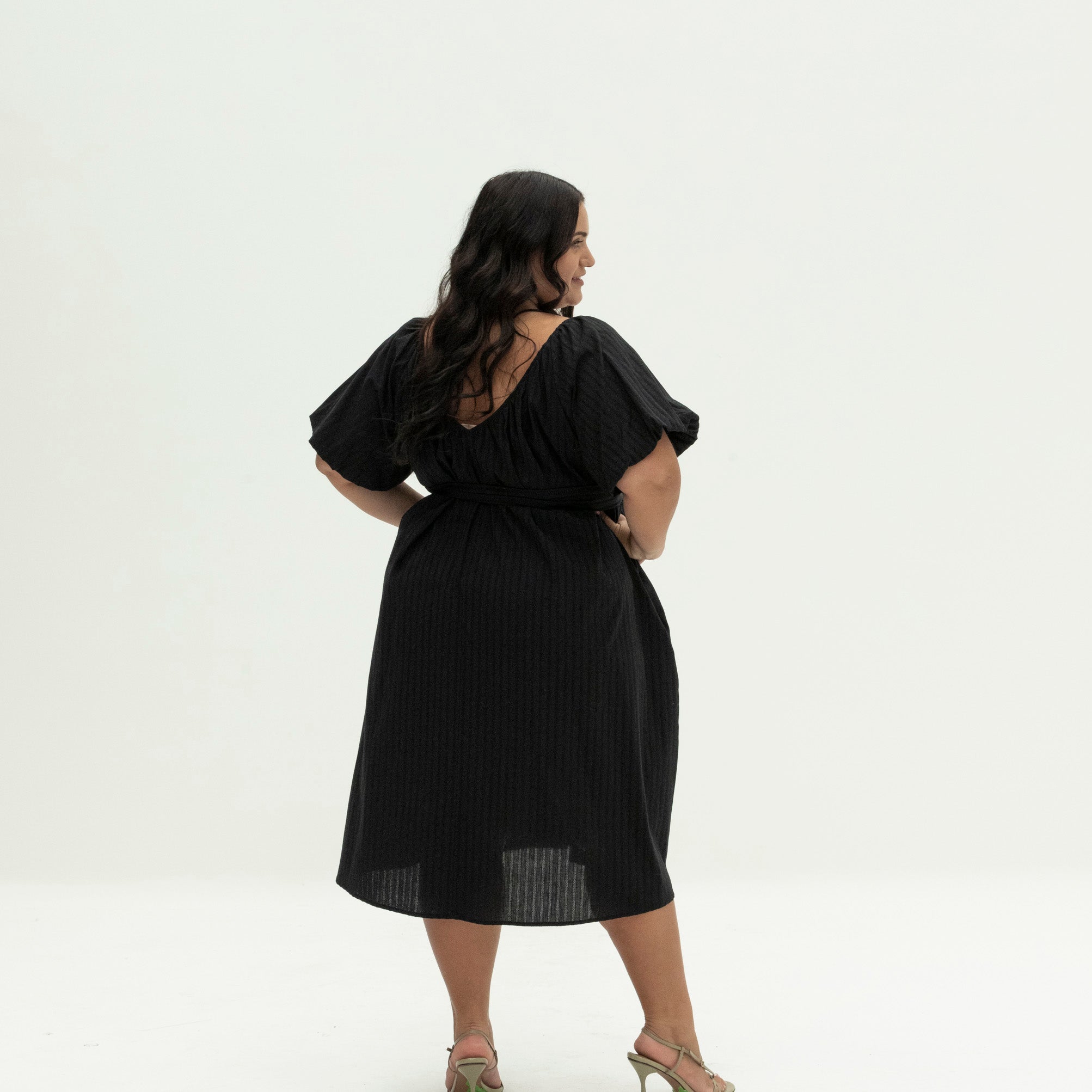 The Anywhere Dress | Black Jacquard Stripe