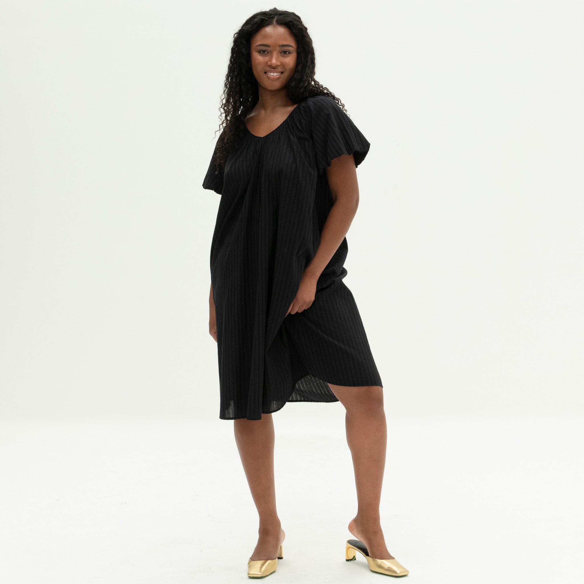 The Anywhere Dress | Black Jacquard Stripe