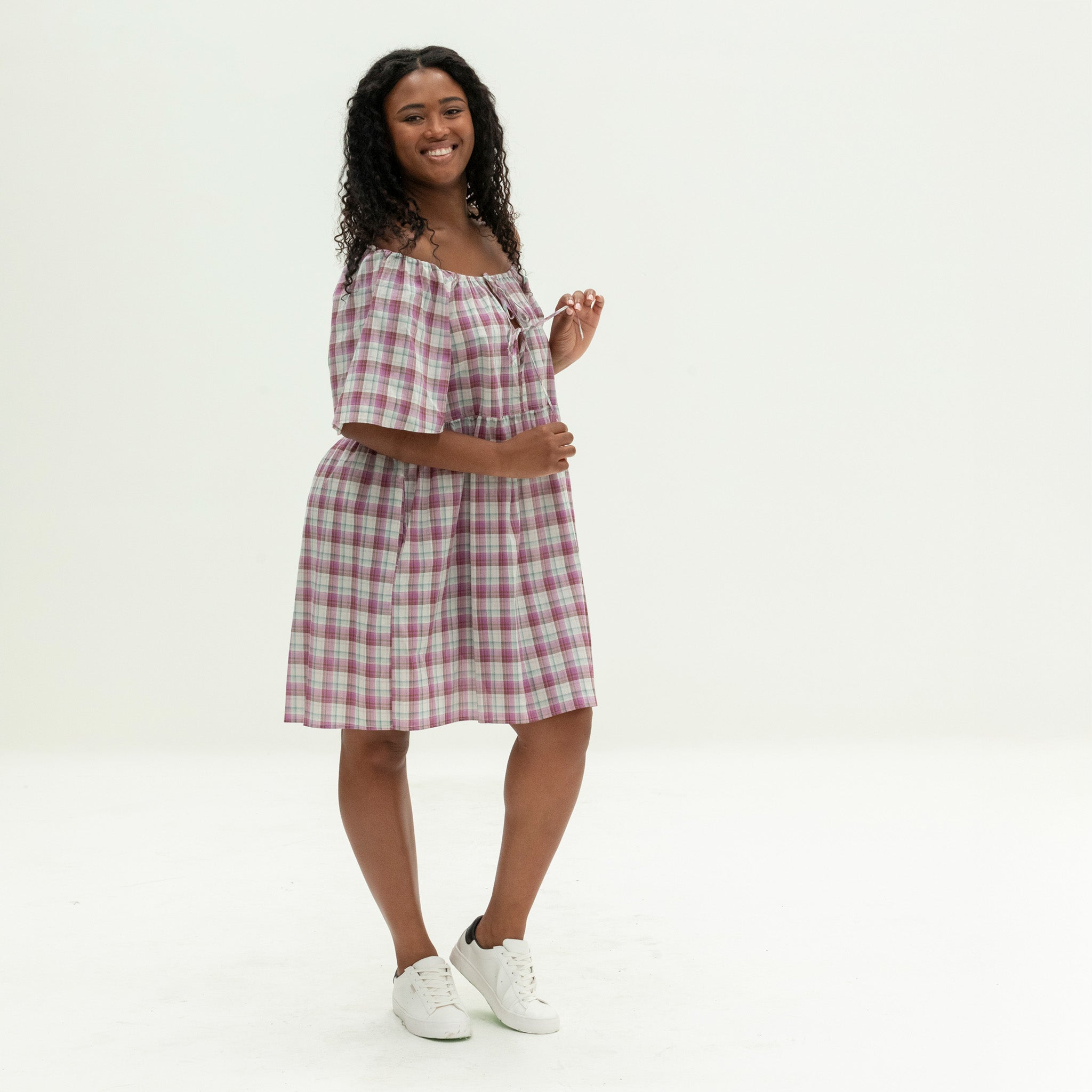 The Breeze Dress | Magenta Check