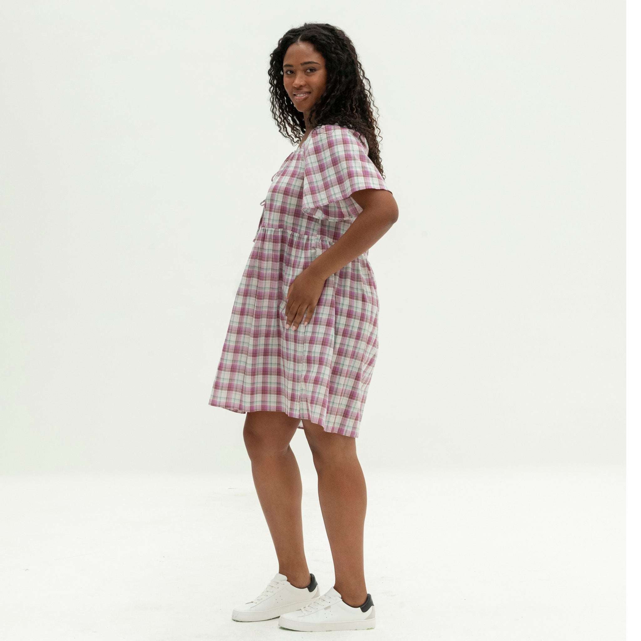 The Breeze Dress | Magenta Check