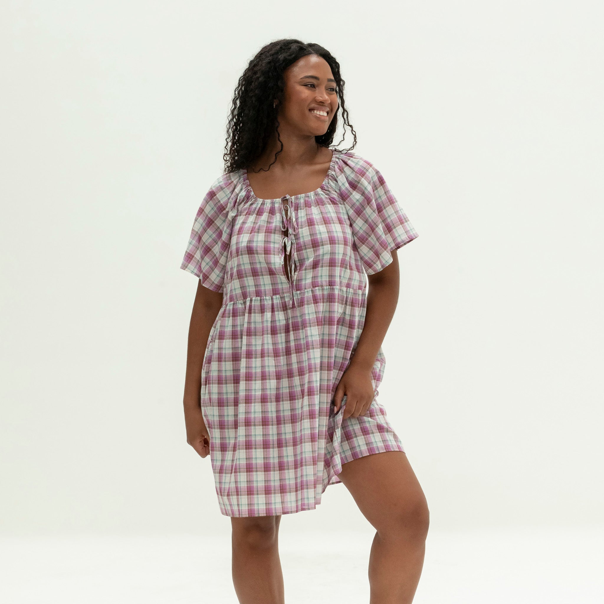 The Breeze Dress | Magenta Check