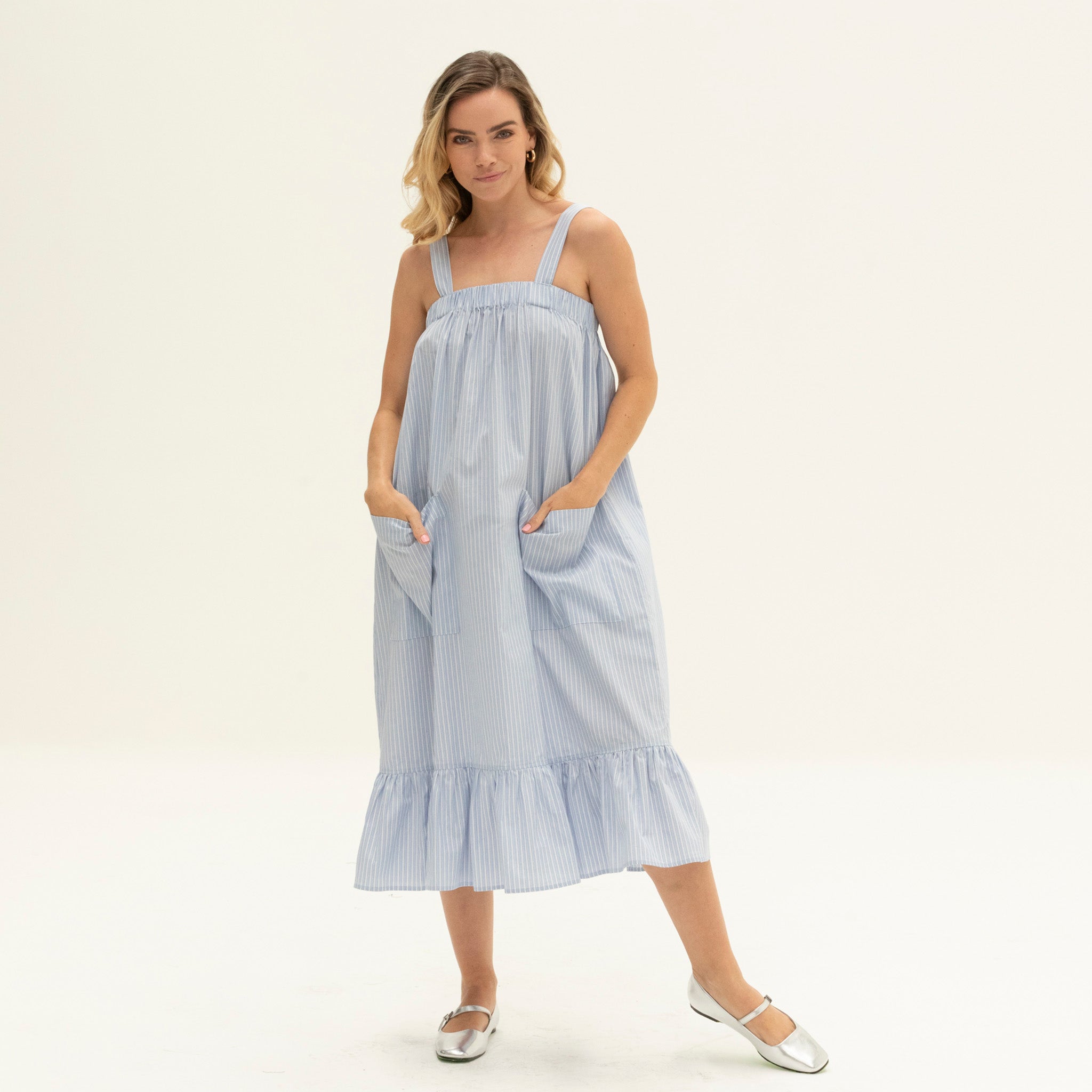 The Picnic Dress | Light Blue Stripe