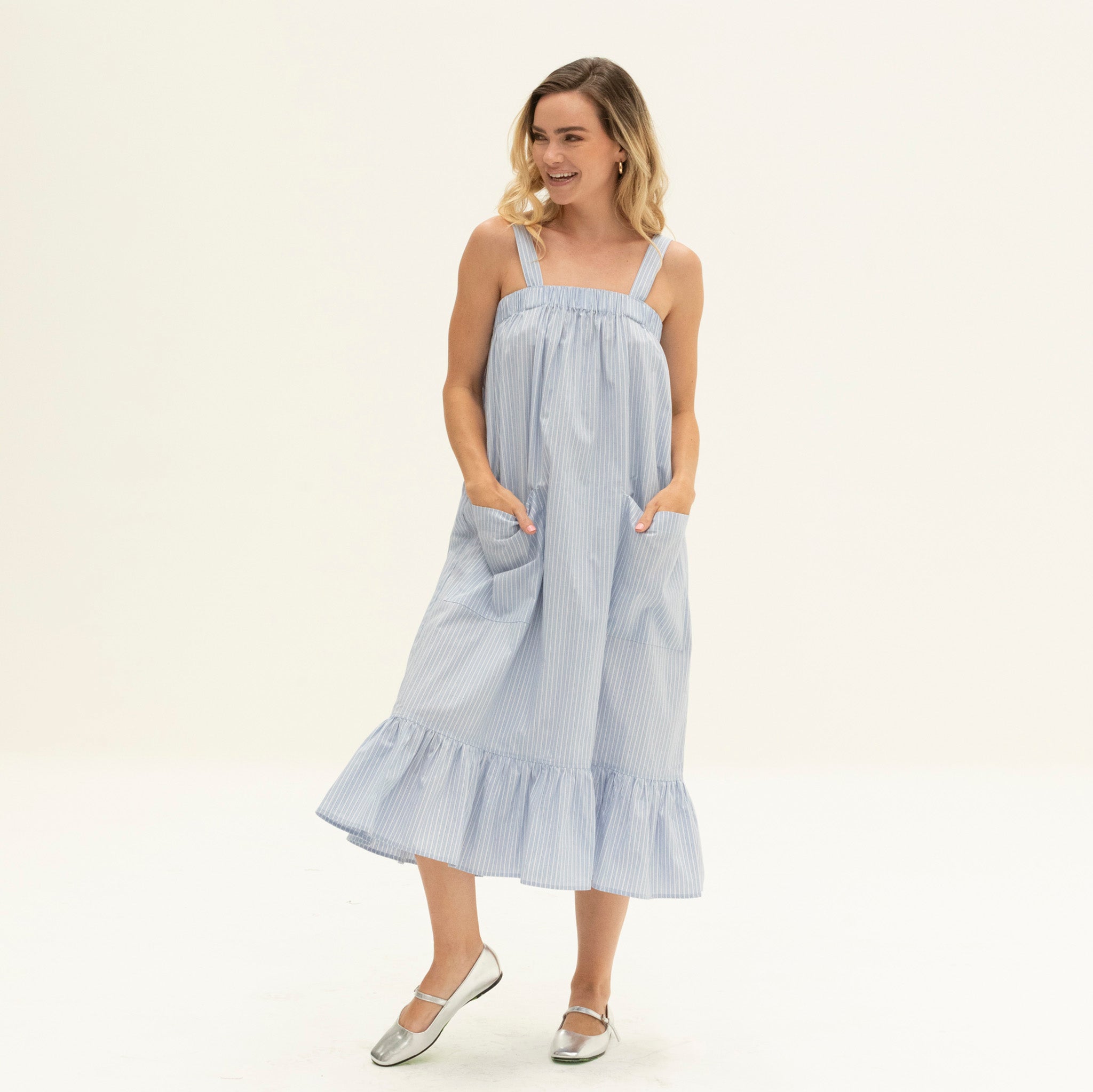 The Picnic Dress | Light Blue Stripe